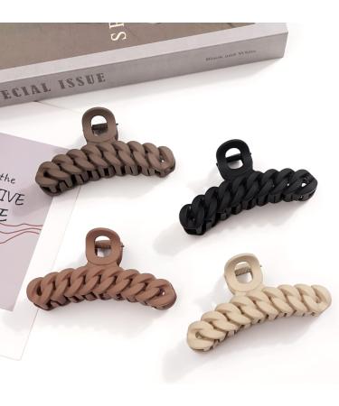 JOYOYO 4 Pcs Natural Colors Hair Claw Clips for Women - Strong Hold Non-slip Hair Claws with Comb Teeth - Large Size 4 Inch Chain - Buy Online on GoSupps.com
