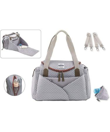 B aba Sydney II Diaper Bag - Modular Large Capacity with Insulating Compartment - Perfect for Baby Food & Stroller - Gray/Coral - Buy Online on GoSupps.com