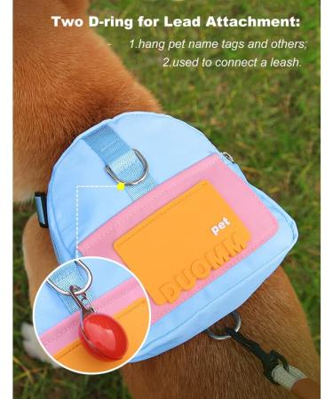 Komate Pet Backpack Harness Cute Adjustable Puppy Saddle Bag Waterproof Pet Self- wearing Zippered Backpack Harness with Leash Set for Small Medium Dogs Outdoor Activities M: 15 x 15 x 6cm Blue - Buy Online on GoSupps.com
