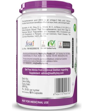 Sheltr Natural Omega 3 - Support Heart Brain & Joint - Sourced from Algae - Fish Oil-Free - 60 Veg Capsules - Buy Online on GoSupps.com