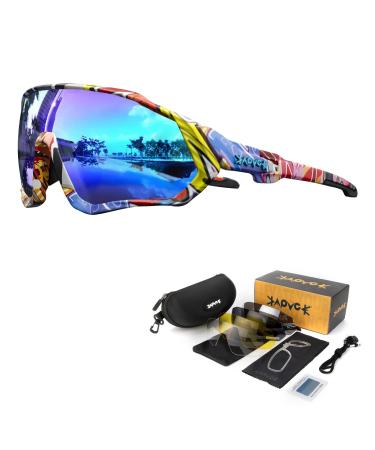 KAPVOE Cycling Glasses Polarized Sports Sunglasses MTB Mountain Bike Eyewear Men Women Road Bicycle BMX Running Fishing Golf Camouflage