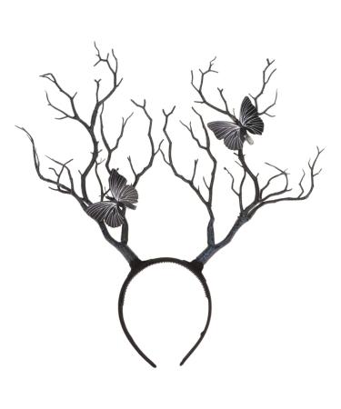 SOLUSTRE Halloween Tree Branch Headband Black Cool Antler Shaped Headpiece for Women Girls Party Decoration Cosplay Costume