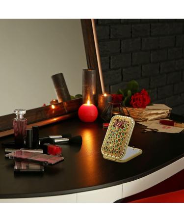 Mengjie Vintage Compact Cosmetic Mirror - Portable Double Sided Foldable Metal Vanity Mirror in Bottle Green for Daughter, Girlfriend, Mom - Travel Gift - Buy Online on GoSupps.com