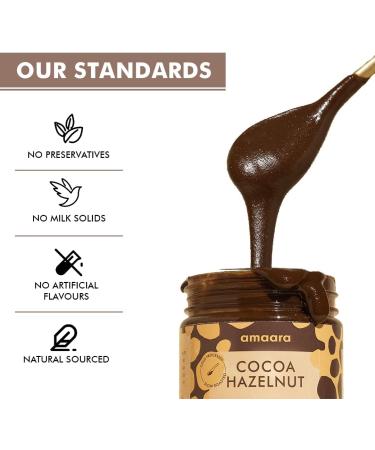 Amaara's Cocoa Hazelnut Spread | Infused with Ashwagandha | Creamy & Healthy chocolate for Bread Waffles Baking | Nutrients rich | Vegan | 100% Vegetarian | No refined sugar | 220g (7.7oz) - Buy Online on GoSupps.com