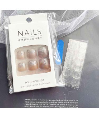 SINLOV Square Fake Toenails Nude Pink Print on False Toe Nails Short Full Cover False Artificial Toenails Nails for Women and Girls - Buy Online on GoSupps.com
