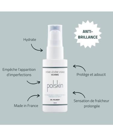  polskin Men's Lightweight Moisturizing and Anti-Shine Cream | Men's Facial Care for All Skin Types and Colors (2 x 50ml) | 96% Natural Ingredients | Made in France | 30 Years of Expertise - Buy Online on GoSupps.com