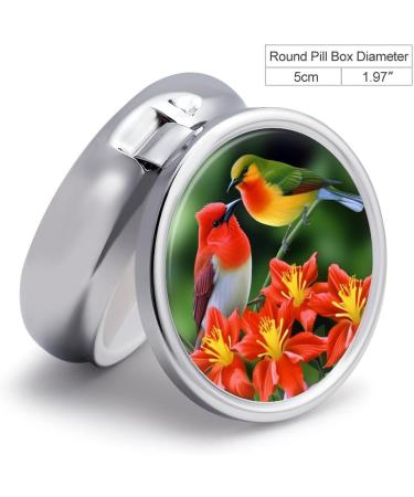 Travel Pill Box - 3 Compartment Portable Organizer with Bird & Flower Design - Small Pill Case for Handbag & Pocket - Buy Online on GoSupps.com