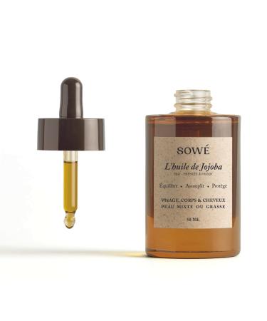 PURE JOJOBA OIL - ORGANIC VIRGIN AND COLD PRESSED - 50ML - Moisturizing Oil - Combination or Oily Skin - Face Body and Hair