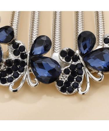 Wedding Crystal Butterfly Hair Comb - Deep Blue Rhinestone Bridal Headpiece for Women and Girls - Buy Online on GoSupps.com