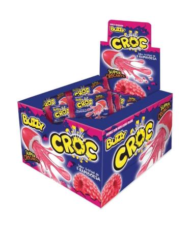 Buzzy Croc MIX Bubble Gum with Sweet Filling 90s Sweets Collection Raspberry Flavour Pack of 40