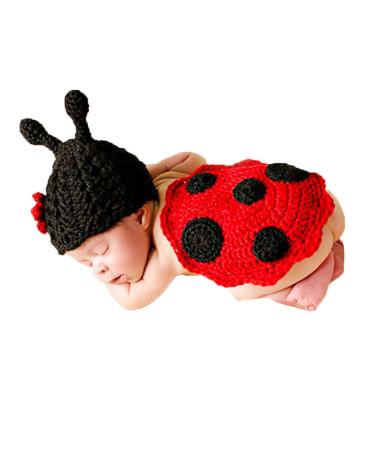 Eshining Baby Photography Clothes Cut Baby Knitting Clothes Hand Made Newborns Hundred Days Photography Clothes Baby Photography Props Baby Clothing (Ladybug Red)