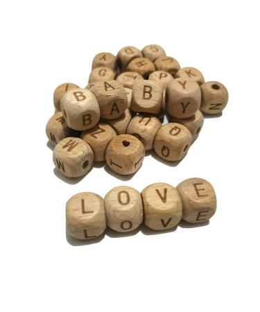 Beech Wood Alphabet Letter Beads | 100pc 12mm Square Shape | DIY Jewelry Necklace Accessory - Buy Online on GoSupps.com