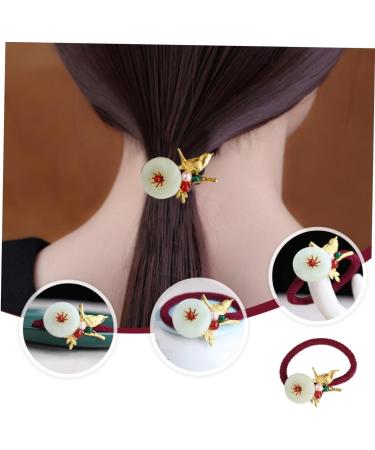 Beavorty 1Pc hair tie headband ponytail holder hair elastics Simple Jade Hair vintage hair accessories gemstone hair tie no crease hair mini rubber bands Hair Rope pearl copper - Buy Online on GoSupps.com