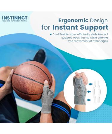 INSTINNCT Wrist Thumb Support Brace - Adjustable Splint for Tendonitis & Pain - Unisex Grey Pair - Buy Online on GoSupps.com