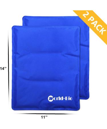 WORLD-BIO Large Flexible Hip Ice Pack 2 Pack - Hot & Cold Therapy for Injuries, Shoulder, Back, Knee, Leg - Soothing Pain from Bruises & Sprains, Muscle Aches - 11 x 14 Blue 2 Count - Buy Online on GoSupps.com