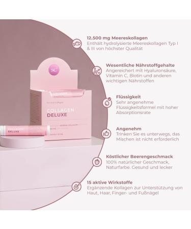 Swedish Collagen Deluxe Shots | 12 500 mg Marine Collagen Supplement | Liquid Collagen for Hair Skin & Nails | 30x25ml with Hyaluronic Acid Vitamins & Minerals - Buy Online on GoSupps.com