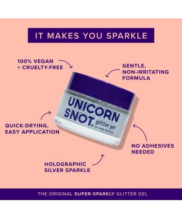 Unicorn Snot Face & Body Glitter Gel - Holographic Cosmetic-Grade Silver Glitter for Festivals Cosplay & Halloween - Safe & Easy to Use - 1.7oz - Buy Online on GoSupps.com