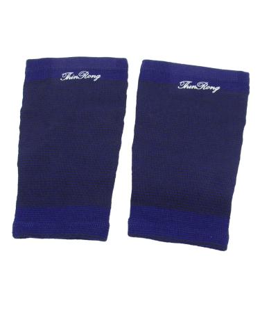 Ruilogod Black Dark Blue Stripe Pattern Stretchy Shin Calf Support Sleeve Pair