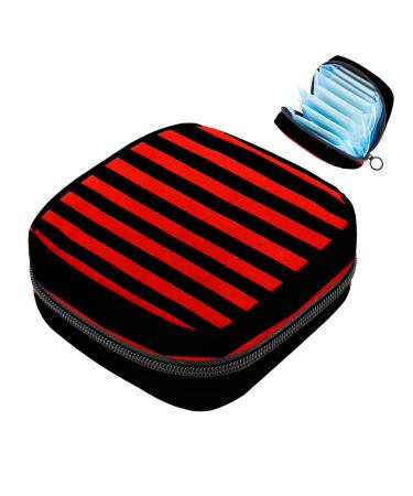 Storage bags for women's bandages stripes large with zipper for periodic insolations tampons for girls and women black and red multicolored 06