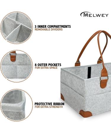 Melwey Diaper Caddy - Nursery Changing Table and Car Storage Basket Organizer | Baby Registry Must-Have for Newborn Essentials | Grey Shower Gift for Baby Boys and Girls - Buy Online on GoSupps.com