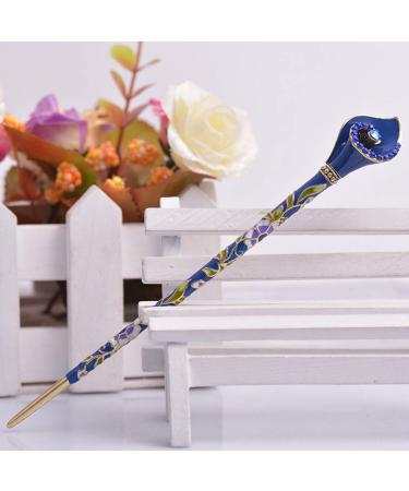 Buy Chinese Rhinestone Hair Stick & Hairpin - Blue Chignon Pin for Elegant Updos | International Shipping - Buy Online on GoSupps.com