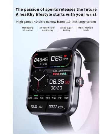 INPETS F57L Smartwatch Fitness Tracker with Blood Glucose Monitoring, Heart Rate, Blood Pressure, and Oxygen Tracking - Black - Buy Online on GoSupps.com