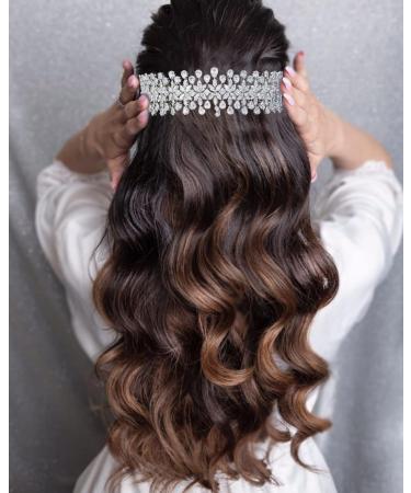 5A Cubic Zirconia Wedding Headband for Bride | Bridal Sweet 16 Party Hair Accessory - Silver HG0089 - Buy Online on GoSupps.com