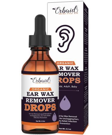 Organic Ear Wax Removal Drops for Clogged Ears   Natural Ear Wax Cleaner Oil for Kid  Adult  Baby   Earwax Removal Liquid Remedy for Unclogging Ears  Earache Relief  Ear Health (Made in USA)