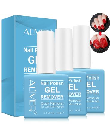 Gel Nail Polish Remover 3 Pack Gel Remover for Nails - Quickly & Easily Remove Nail Polish Within 5-6 Minutes No Need Tin Foil & Don't Hurt Nails Professional Non-Irritating Nail Polish Remover (Blue) 1 Count (Pack of...