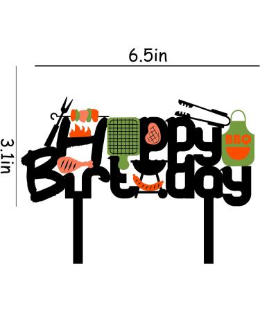 HAKPUOTR Barbecue Happy Birthday Cake Topper BBQ kebabs Happy Birthday Cake Topper for Kids Birthday Party Decoration Cooking/BBQ Theme Party Cake Decoration Acrylic - Buy Online on GoSupps.com