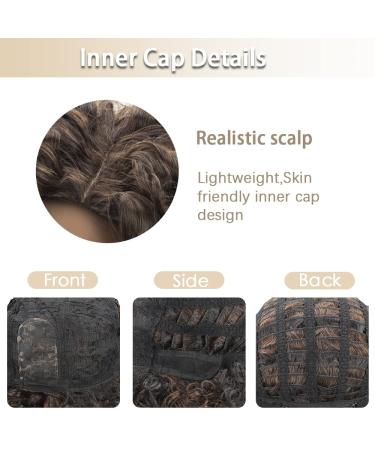 XIUFAXIRUSI Short Curly Afro Wig for Black Women - Brown Kinky Curly Synthetic Hair with Side Bangs - Buy Online on GoSupps.com