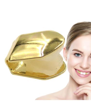 Grills for your teeth gold grills for teeth 14k gold -plated hip hop teeth plain grillz - top tooth single grill cap teeth jewelry party accessories for women men grills mouth caits