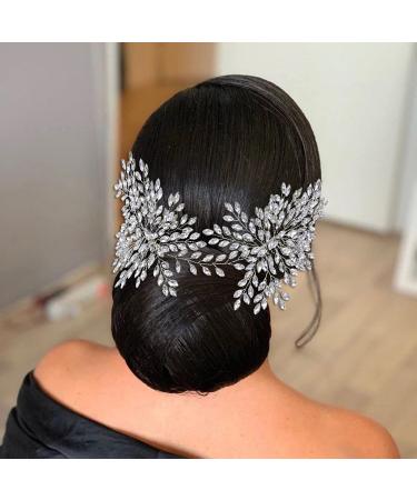 Bridal Headpiece Rhinestone Wedding Hair Comb Crystal Hair Accessories Bridal Bridesmaid Flower Girls Headpieces for Women (silver)