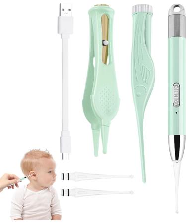Earwax Remover Tool Ear Wax Picker Rechargeable Cleaning Spoon with Light - Visible Earwax Removal Curette for Home Spa Salon Children Adults Fulenyi Matcha Green - Buy Online on GoSupps.com