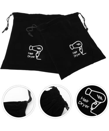 BIUDECO 2pcs Storage Bag Drawstring Closure Cover Makeup Storage Organizer Mini Hairdryer Bag Velvet Black - Buy Online on GoSupps.com