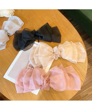 SHTGOI Women's Hair Bows Clip Chiffon Tulle Bows Hair Clips Bow Hair Clip Plain Hair Pins Vintage Elegant French Barrettes Hair Styling Accessories Black - Buy Online on GoSupps.com