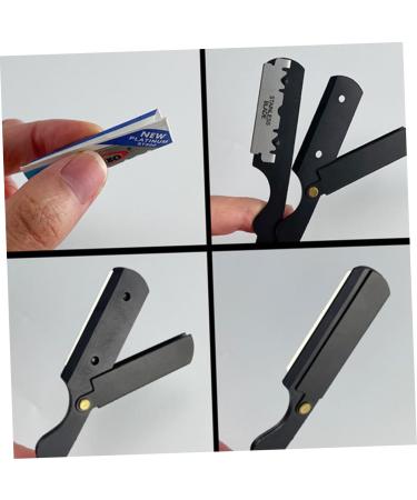 Frcolor Foldable Stainless Steel Hairdresser Razor Holder for Beard Shaving - Rustproof Manual Razor Stand 15x13cm - Black - Buy Online on GoSupps.com