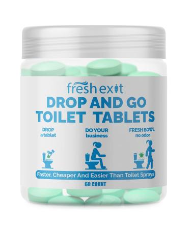 FreshExit Toilet Tablets Replaces Toilet Sprays -Just Drop One In and Go - Leaves a Clean Bowl and Fresh Citrus Scent a Better Alternative to Poop Spray - 60ct
