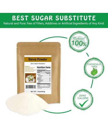 CCnature Stevia Powder Extract Natural Sweetener Zero Calorie Sugar Substitute 16oz 454 g (Pack of 1) - Buy Online on GoSupps.com