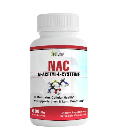 N'More N-Acetyl-Cysteine (NAC) 600 Mg 60 Veggie Capsules Non-GMO Gluten Free