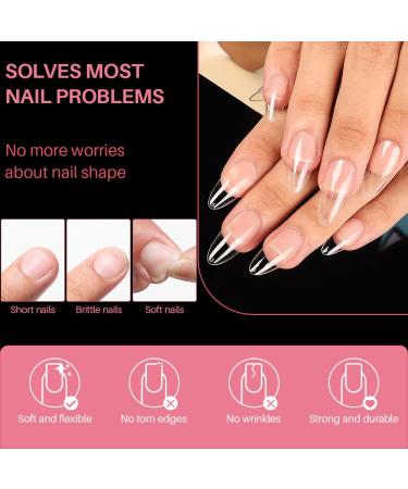 Zifuton Press on Nails Almond - 600 Soft Gel Tips for DIY Nail Art | Full Cover Transparent Fake Nails for Nail Studios - 10 Sizes Available - Buy Online on GoSupps.com