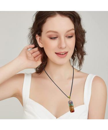 7 Chakra Healing Crystal Orgone Energy Pendant Necklace - WULILONG Natural Gemstone Protection Amulet for Men and Women - Buy Online on GoSupps.com