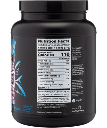 2nd Nature Plant-Based Protein Powder - Birthday Cake Flavor 30 Servings 21G Vegan Protein & EAAs for Muscle Growth No Sugars Soy-Free Gluten-Free Non-GMO - Buy Online on GoSupps.com