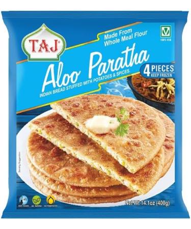 Taj Aloo Paratha | 4Pieces | Made from Whole Meal Flour | Indian Bread Stuffed with Potatoes & Spices | 100% Veg | Ready to Cook | Indian Origin | 400G (Pack of 2) - Buy Online on GoSupps.com