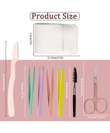 Duuclume 7-Part Eyebrow Tweezers Set | Precision Eyebrow Razor Brush & Scissors for Perfect Shape | Facial Hair Removal Tool with Travel Case - Buy Online on GoSupps.com
