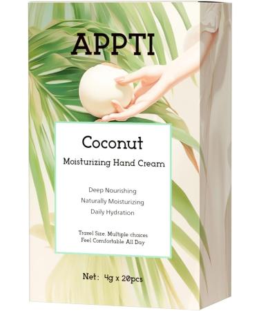 APPTI Moisturizing Hand Cream Day Clean Hand Lotion Travel Size Hand Cream Daily Moisturizing Hand Cream For Dry Hands - Coconut Fragrance Pack of 20 - Buy Online on GoSupps.com
