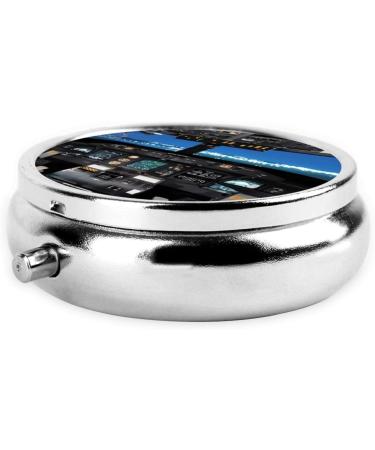 Airplane Cockpit Portable Metal Pill Box - Round Mini 3-Compartment Travel Organizer for Small Pills - Hinged Fastening Design - Black - Buy Online on GoSupps.com