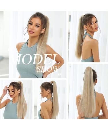 Buy Oufei 24-Inch Blonde Long Straight Synthetic Ponytail Extension with Velcro Fastener - Natural Look for Women - Buy Online on GoSupps.com