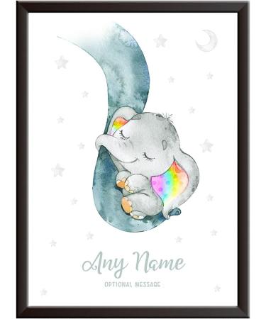 Personalised Rainbow Baby Gifts - DUMBO Elephant Wall Print | New Baby Gift for Birth, Birthday, Christening | Keepsake Nursery Decor - Buy Online on GoSupps.com