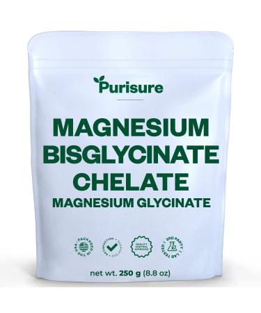 Purisure Magnesium Bisglycinate Powder 133 Servings 250g (8.8oz) Pure lab Tested